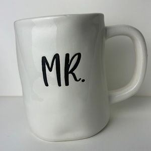 White “Mr.” Handmade RaeDunn-simple style mug with handle couples mug for "MR"
